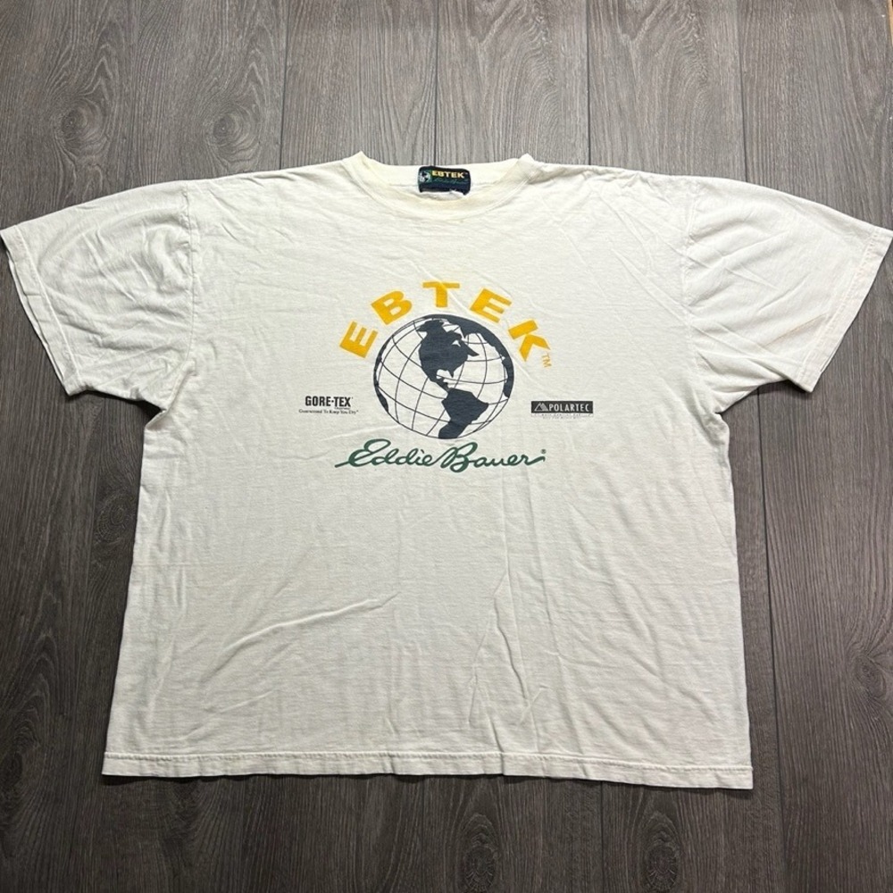 Vintage EBTEK Eddie Bauer Gore-Tex Polartec Graphic T-Shirt Mens XL White 90s